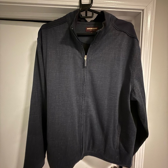 Johnston & Murphy Jacket Mens XL XC4 Performance Knit Full-Zip Navy Denim - Picture 2 of 5